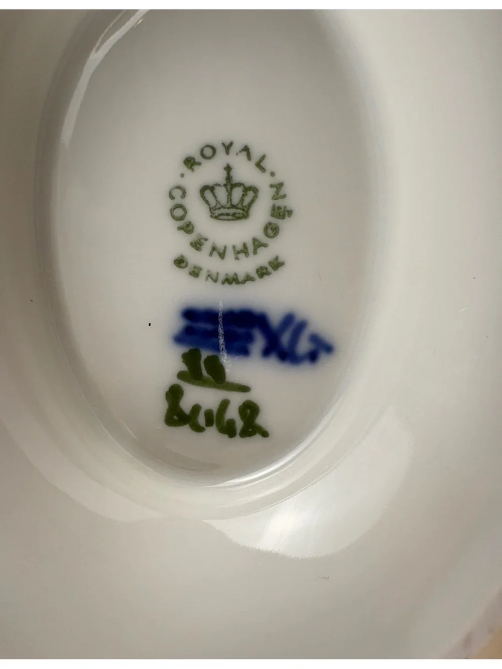 Vintage Royal Copenhagen Blue Flower Braided Sauce Boat on a Fixed Stander.